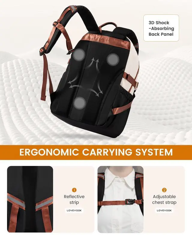 Alt view image 4 of 5 - LOVEVOOK School Backpack for Teen Girls, Waterproof Travel College Bookbag for Middle High School with Large Cup Holder & Pencil Case, Fits 15.6'' Laptop, Cute Aesthetic Kids Student Backpack