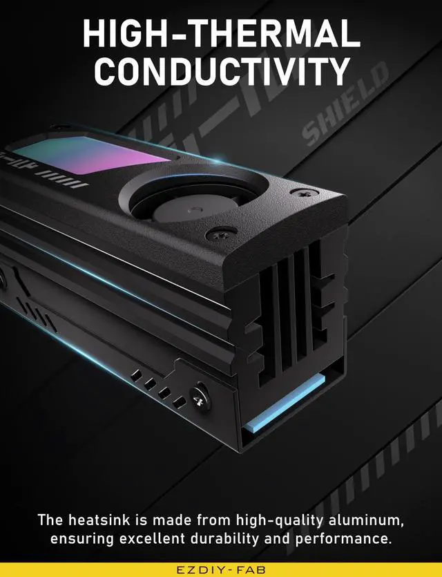 Alt view image 3 of 5 - EZDIY-FAB Shield ARGB M.2 SSD Heatsink with Build-in 20mm PWM Fan, Premium Aluminum Design,5V 3-Pin ARGB Sync, High-Performance SSD Cooler for M.2 2280-Black-1 Pack