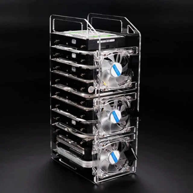 Alt view image 4 of 5 - DIY Hard Drive Bracket, Multi Layer Acrylic Rack for Desktop with Accurate Mounting Hole, Supports Multiple 3.5inch Hard Drives, Easy Installation (10 Layers)