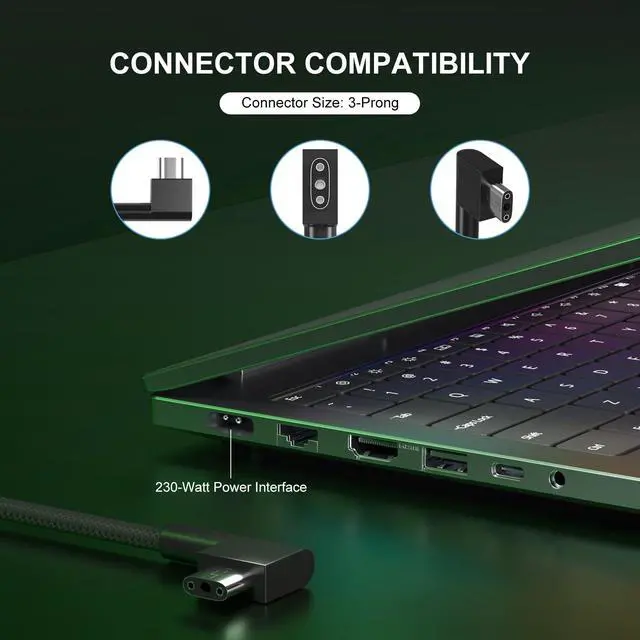 Alt view image 3 of 4 - Gasmocs 230W Laptop Charger Compatible with Razer Blade 15 14 17 Rc30-0248 Rc30-0238 Gtx3080 Gtx3070 Gtx3060 Gtx2080 Gtx2070 Ac Power Adapter Computer Power Supply
