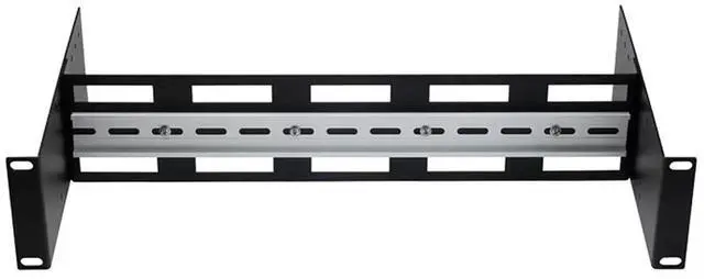 Alt view image 2 of 5 - 2U 19 inch Din Rail Chassis Bracket Depth Adjustable Rackmount Kit Aluminum Rack Mount Rack Rails for 35mm Din-Rail Mounted Device Ethernet Switch Media Converter Shelf