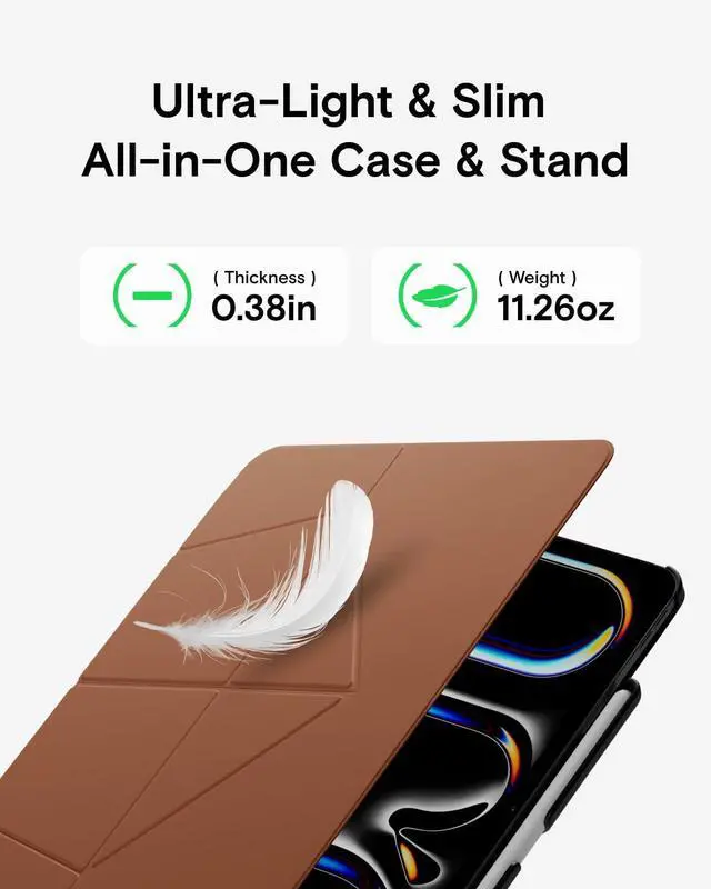 Alt view image 3 of 5 - MOFT Folio Case for iPad Pro 11-inch (M4) 2024 - Silm Stand Protective Case with Detachable Pencil Holder, Multi-Angle Viewing, MOVAS Leather Cover, Auto Sleep/Wake, Sienna Brown