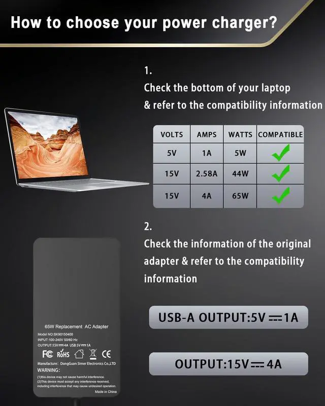 Alt view image 2 of 5 - 65W Surface Pro Charger,Compatible with Microsoft Surface Pro 3/4/ 5/6/7/8/9/10/11/X, Surface Laptop 1/2/3/4/5/6/7 Surface Book 1/2 Surface Go 1/2/3