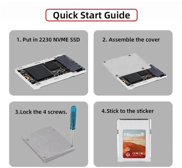 Alt view image 2 of 5 - NFHK Type-B CFexpress to NVME 2230 Memory Card Kit Case CFE CFB NGFF M-Key Adapter Alloy Shell for Camera 8K RAW PCIe Expansion