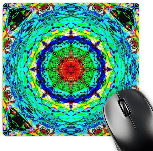 Main image of 3dRose LLC 8 x 8 x 0.25 Inches Blue Kaleidoscope Bright and Colorful Symmetrical Abstract Design Mouse Pad (mp_20467_1)