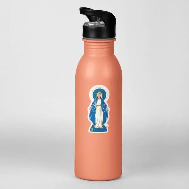 Alt view image 3 of 3 - Catholic Concepts | Our Lady of Grace 4 x 2.25 Vinyl Sticker Label Decal Waterproof Cool Accessory for Laptop, Hard Hats, Water Bottles, Scrapbooks, Folders, Cell Phone | 10-Pack