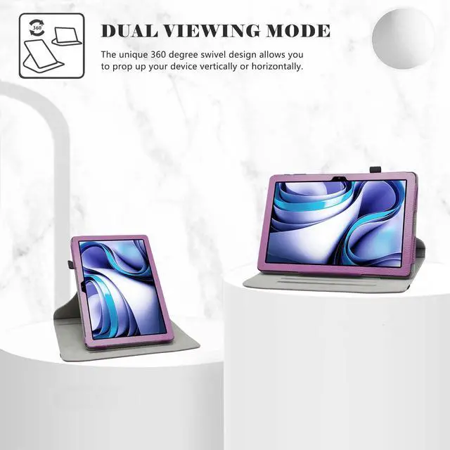 Alt view image 2 of 5 - LiuShan Compatible BLU M10L Pro Rotation Case, 360 Rotation Stand PU Cover for 10.1" Tablet, Purple
