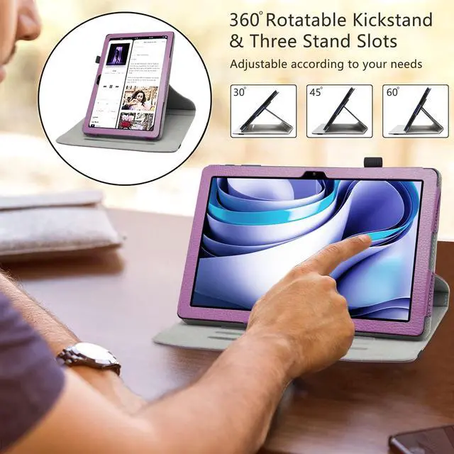 Alt view image 4 of 5 - LiuShan Compatible BLU M10L Pro Rotation Case, 360 Rotation Stand PU Cover for 10.1" Tablet, Purple