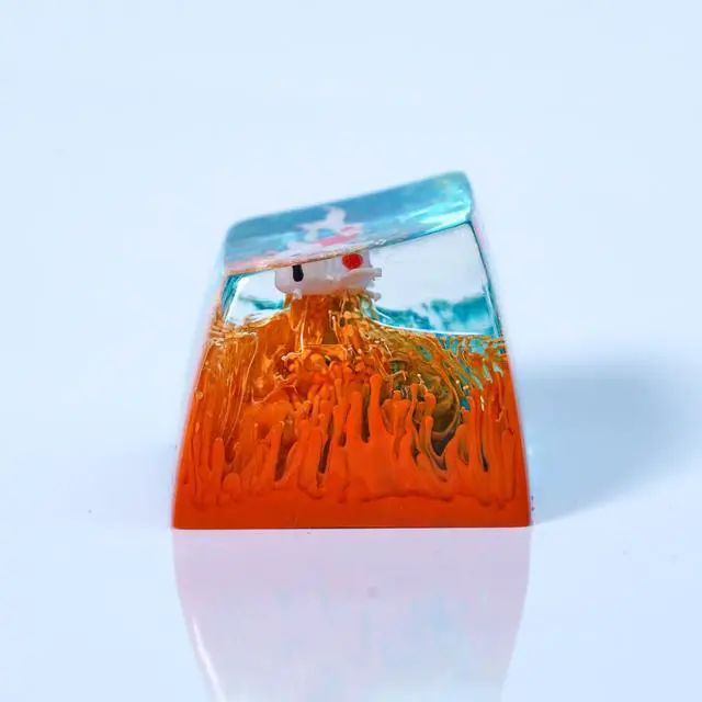 Alt view image 5 of 5 - Kohaku Koi Fish Artisan Keycap Orange and Blue Ocean Coral Reef R1 SA Profile Custom Keycaps 1U ESC Handmade Gaming Resin Key Cap Cherry MX Switch Compatible Mechanical Keyboard Koi Lover Gift
