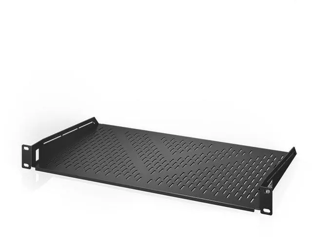 Main image of AC Infinity Vented Cantilever 1U Universal Rack Shelf, 10" Deep, for 19 Equipment Racks. Heavy-Duty 2.4mm Cold Rolled Steel, 60lbs Capacity