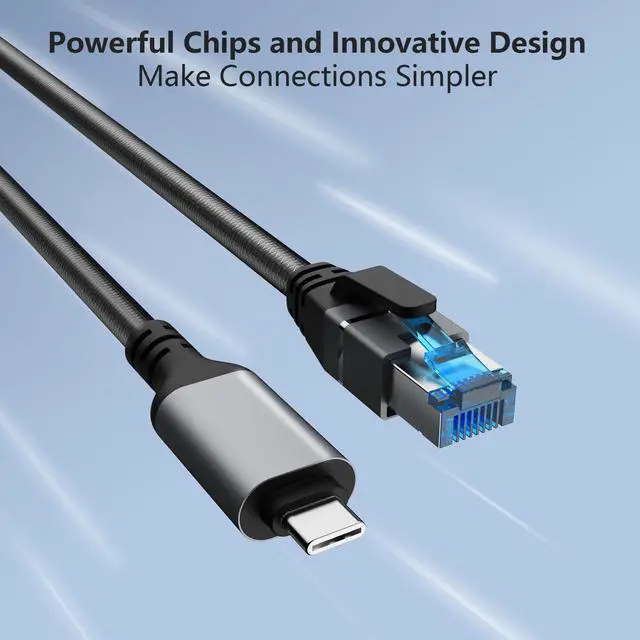 Alt view image 2 of 5 - USB C to Ethernet Cable 25 FT, Gigabit Network, Round Type C to RJ45 LAN Cord, Directly Connected, Thunderbolt 3/4 Compatible, for MacBook Pro/Air, iPhone 15, iPad Pro, Galaxy, Smartphone, Laptop, PC