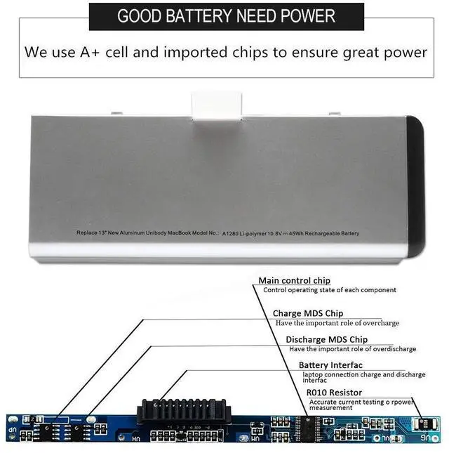 Alt view image 3 of 5 - VillaCool A1280 Laptop Battery Compatible with A-pple Mac Book 13 Inch A1280 A1278 (2008 Version),Compatible for MB771G/A MB466LL/A MB467LL/A