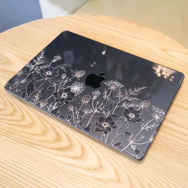 Alt view image 5 of 5 - MEEgoodo Case for M4/M3/M2 MacBook Air 13.6 inch Case 2025 2024 2022, Fit Model A3240/A3113/A2681, Laptop Hard Shell with Keyboard Cover Compatible with MacBook Air 13 inch, Golden Flowers & Herbs