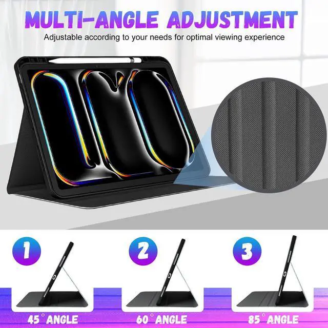 Alt view image 4 of 5 - Uppuppy for iPad Pro 13 Inch Case 2024 - Women Cute Girls Folio Smart Cover with Pencil Holder Funny Skull Skeleton Goth Boys Design for iPad Pro M4 13 Inch Cases A2925 A2926 A3007