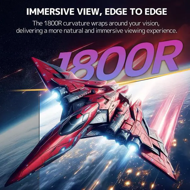 Alt view image 5 of 5 - CRUA 32" Curved Gaming Monitor, 240Hz Full HD 1920×1080P VA Panel, 1800R Ultra-Wide Screen, 120% sRGB Color, AMD FreeSync, Low Blue Light, HDMI 2.0 & DP 1.4 Ports, Wall Mountable Installs-Black