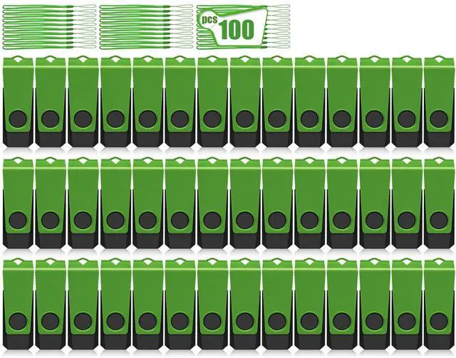 Main image of AGECASH 1GB USB Flash Drive 100 Pack Bulk USB Thumb Drive Green Swivel USB 2.0 Flash Drives Memory Stick 1GB USB Drive Pack of 100 Pen Drive Jump Drive Multipack for Data Stroage and Backup
