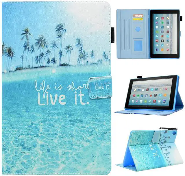 Main image of BYCeKe Case for Fire HD 8 Tablet (8th/7th/6th Generation, 2018/2017/2016 Release), Premium PU Leather Folio Stand Cover Protective Case with Auto Sleep Wake, Beach