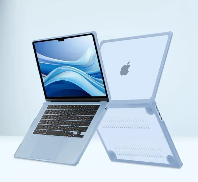 Alt view image 3 of 5 - MOSISO Compatible with MacBook Air 15 inch Case 2025 2024 2023 Release M4 A3241 M3 A3114 M2 A2941, Anti-Cracking&Anti-Fingerprint Heavy Duty Hard Shell with TPU Bumper&Keyboard Cover, Sky Blue