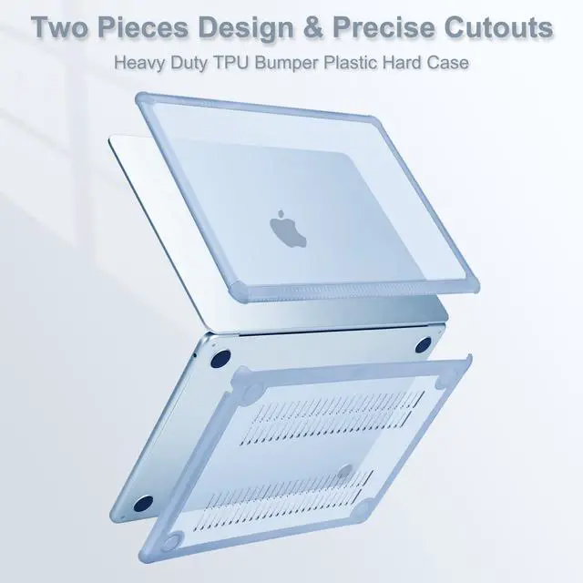 Alt view image 5 of 5 - MOSISO Compatible with MacBook Air 15 inch Case 2025 2024 2023 Release M4 A3241 M3 A3114 M2 A2941, Anti-Cracking&Anti-Fingerprint Heavy Duty Hard Shell with TPU Bumper&Keyboard Cover, Sky Blue