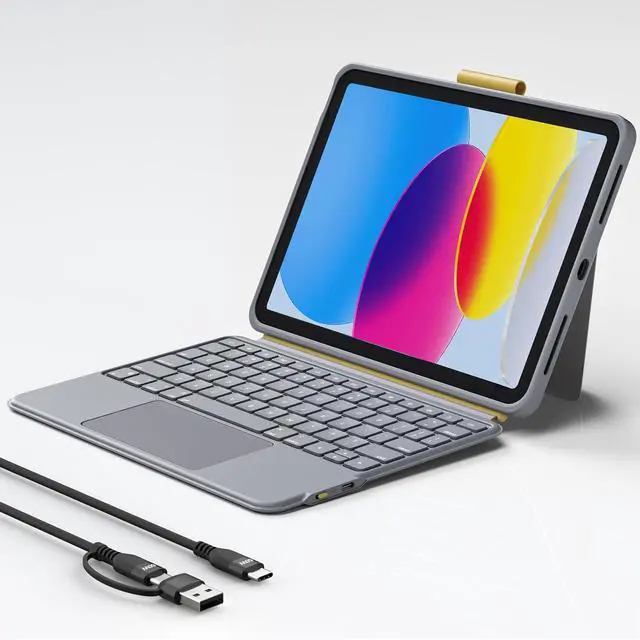 Main image of YTLUSN Keyboard Case for iPad 10th Generation,Bluetooth Wireless Detachable Magnetic Stand Rechargeable Keyboard with Folio Slim Compact Removable Cover with Trackpad, Backlit Keys,Wireless Keyboard