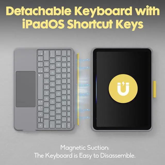 Alt view image 3 of 5 - YTLUSN Keyboard Case for iPad 10th Generation,Bluetooth Wireless Detachable Magnetic Stand Rechargeable Keyboard with Folio Slim Compact Removable Cover with Trackpad, Backlit Keys,Wireless Keyboard
