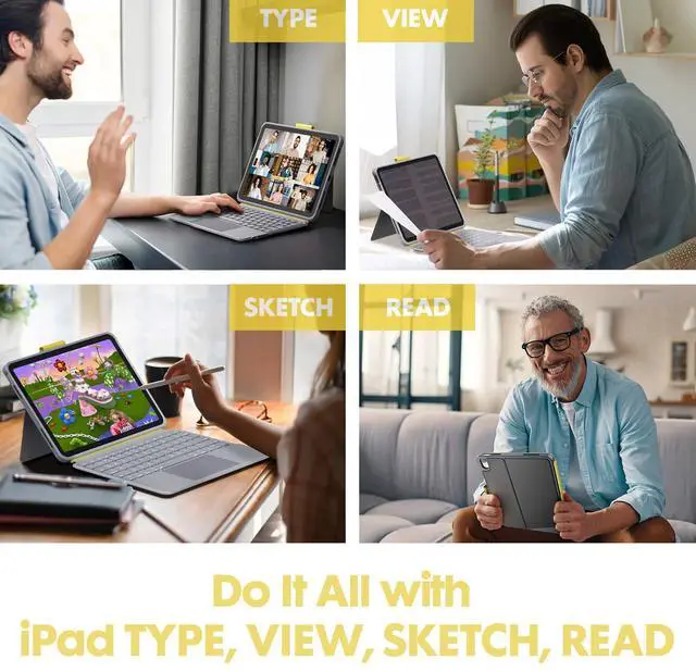 Alt view image 2 of 5 - YTLUSN Keyboard Case for iPad 10th Generation,Bluetooth Wireless Detachable Magnetic Stand Rechargeable Keyboard with Folio Slim Compact Removable Cover with Trackpad, Backlit Keys,Wireless Keyboard