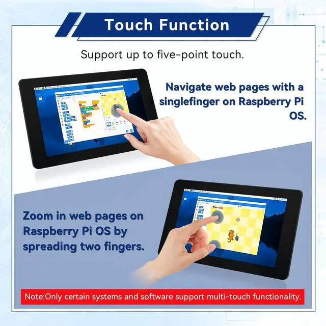 Alt view image 3 of 5 - HAMTYSAN 7 Inch Raspberry Pi Screen Touchscreen Monitor 800x480 IPS DSI Display for Raspberry Pi 5/4/3, MIPI Driver-Free Interface