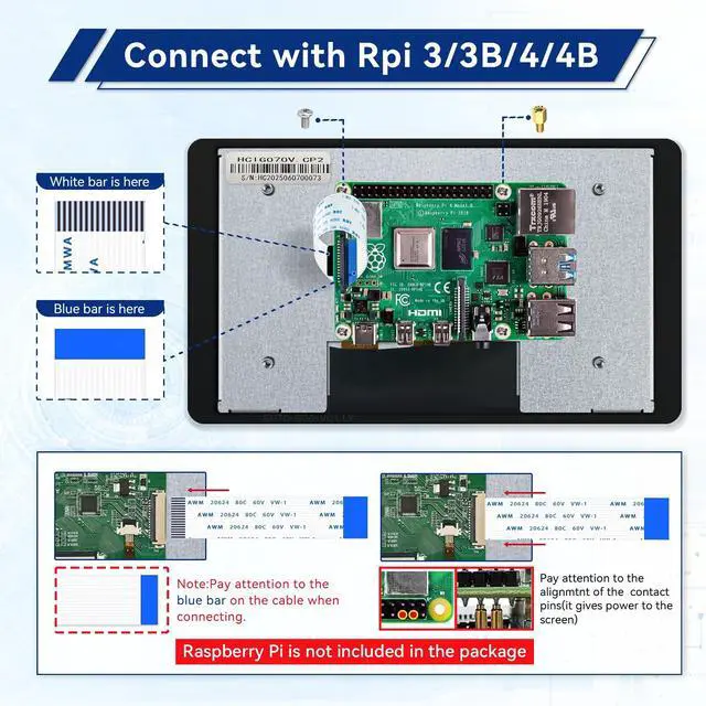 Alt view image 4 of 5 - HAMTYSAN 7 Inch Raspberry Pi Screen Touchscreen Monitor 800x480 IPS DSI Display for Raspberry Pi 5/4/3, MIPI Driver-Free Interface