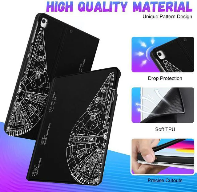 Alt view image 4 of 5 - Uppuppy for iPad 5th/6th Generation Case, for Apple iPad Air 1st/2nd Gen, for iPad Pro 9.7 Inch Case Cute Kids Boys Women Teen Girls Cool Men Folio Unique Black Cover for iPad 5/6, Air 1/2, Pro 9.7