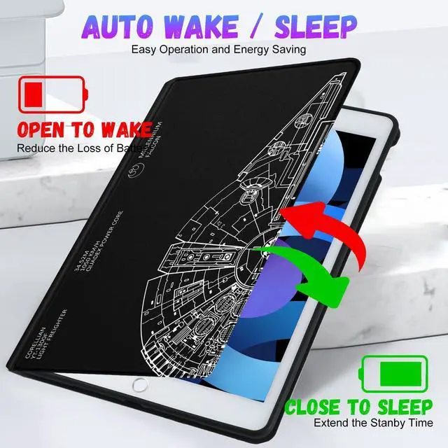 Alt view image 5 of 5 - Uppuppy for iPad 5th/6th Generation Case, for Apple iPad Air 1st/2nd Gen, for iPad Pro 9.7 Inch Case Cute Kids Boys Women Teen Girls Cool Men Folio Unique Black Cover for iPad 5/6, Air 1/2, Pro 9.7