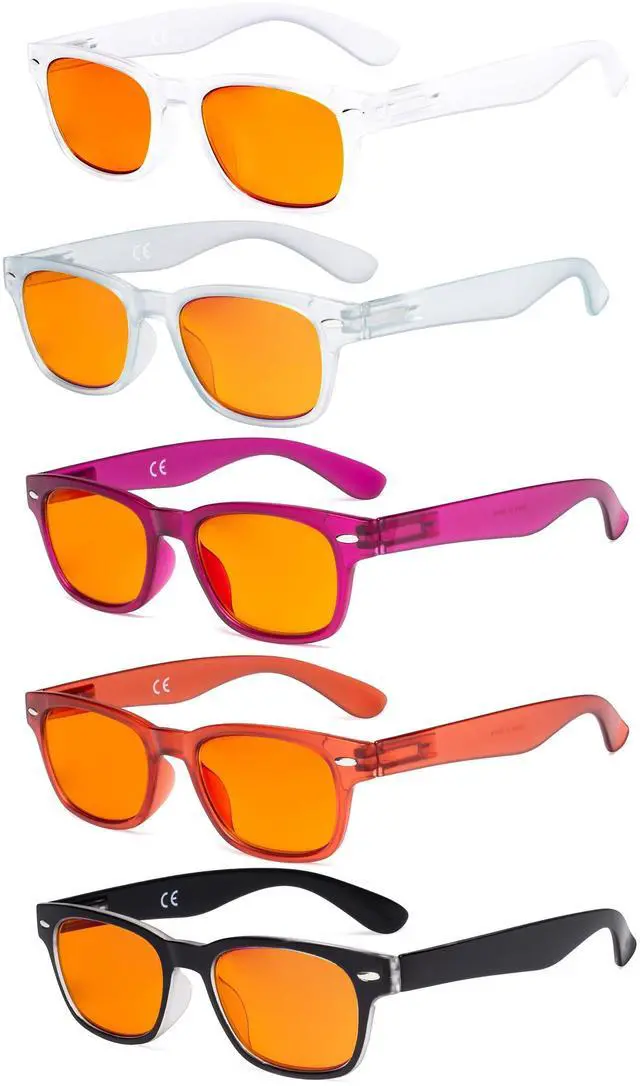 Main image of Eyekepper 5 Pack Reading Glasses Blue Light Blocking Computer Eyeglasses Orange Tinted +3.00