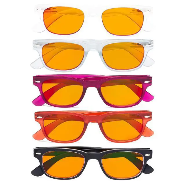 Alt view image 2 of 5 - Eyekepper 5 Pack Reading Glasses Blue Light Blocking Computer Eyeglasses Orange Tinted +3.00