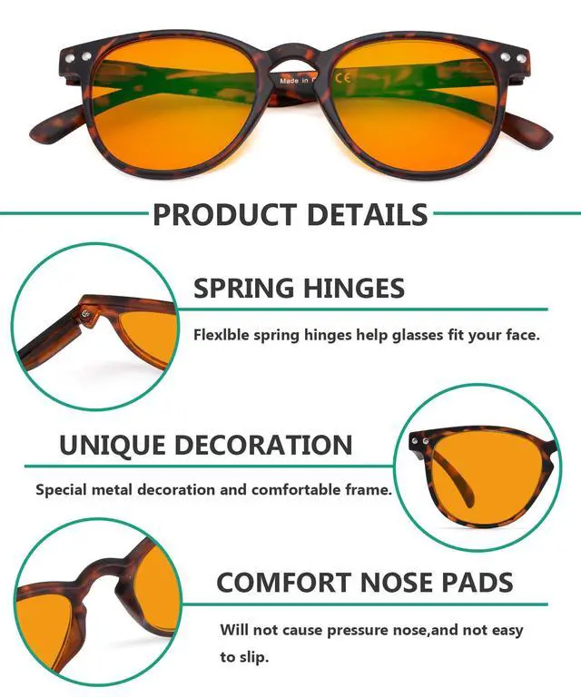 Alt view image 2 of 5 - Eyekepper 5 Pack Orange Tinted Reading Glasses Blue Light Blocking Readers Computer Eyeglasses +1.00
