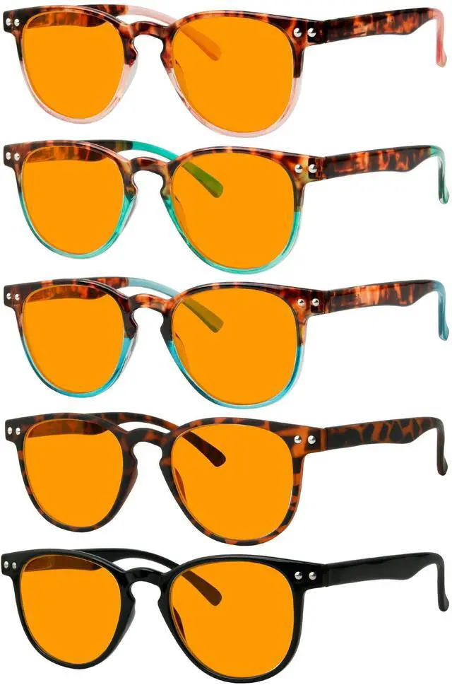 Main image of Eyekepper 5 Pack Orange Tinted Reading Glasses Blue Light Blocking Readers Computer Eyeglasses +1.00