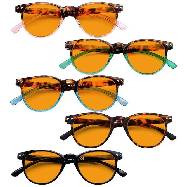 Alt view image 3 of 5 - Eyekepper 5 Pack Orange Tinted Reading Glasses Blue Light Blocking Readers Computer Eyeglasses +1.00