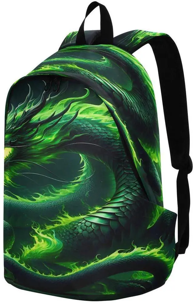 Alt view image 2 of 5 - Green Fire Dragon Travel Backpack for Women Men Laptop Backpack College Bookbag Large Capacity Computer Backpacks for Work Travel
