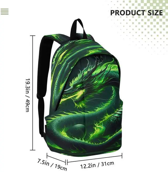 Alt view image 3 of 5 - Green Fire Dragon Travel Backpack for Women Men Laptop Backpack College Bookbag Large Capacity Computer Backpacks for Work Travel