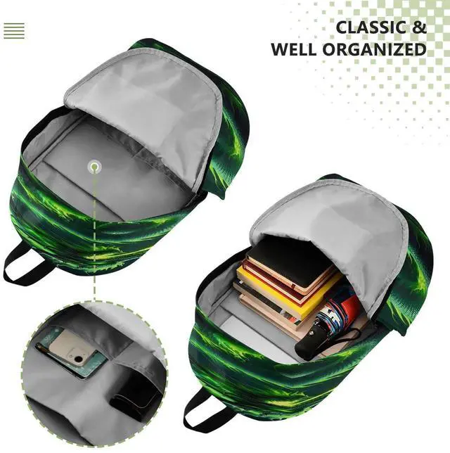 Alt view image 4 of 5 - Green Fire Dragon Travel Backpack for Women Men Laptop Backpack College Bookbag Large Capacity Computer Backpacks for Work Travel