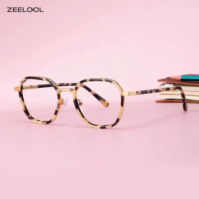 Alt view image 3 of 5 - Zeelool Blue Light Glasses for Women Stylish Tortoise Geometric Eyeglasses Lightweight Computer Eyewear Glasses Anti Eyestrain Mitchell JGX491786-02B