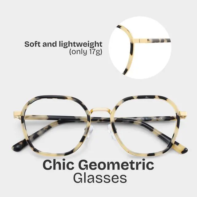 Alt view image 4 of 5 - Zeelool Blue Light Glasses for Women Stylish Tortoise Geometric Eyeglasses Lightweight Computer Eyewear Glasses Anti Eyestrain Mitchell JGX491786-02B