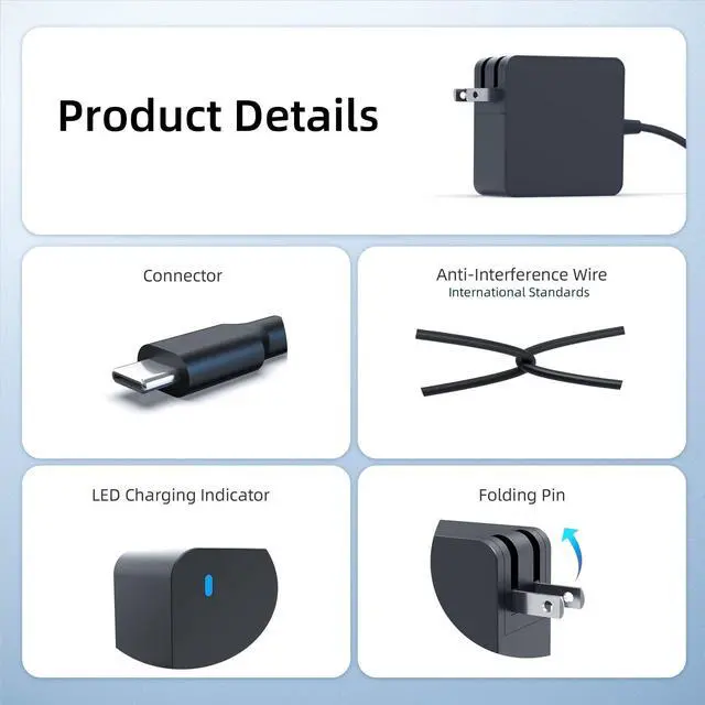 Alt view image 4 of 5 - 65W AC Charger Compatible with Samsung Galaxy Book Pro 360 NP950QDB NP930QDB NP935QDC NP950XDB NP930XDB 15.6 13.3 KA1US KA2US KB1US KE1US KE2US KD1US Laptop Power Supply Adapter Cord