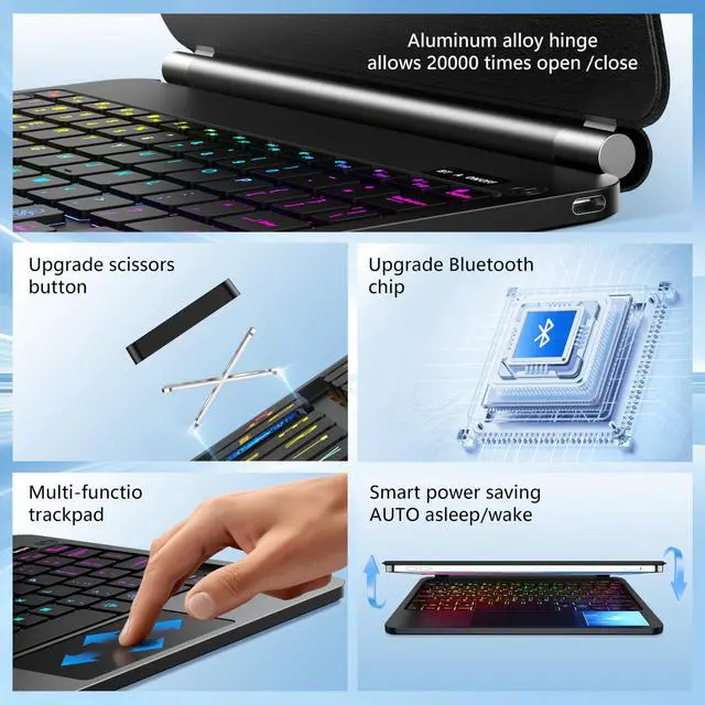 Alt view image 4 of 5 - for iPad Pro 11 inch Case with Keyboard,Keyboard Case for iPad Air 11 inch (M2) 2024 & iPad Pro (1st/2nd/3rd/4th Gen),Magic-Style Magnetic - Backlit Keyboard