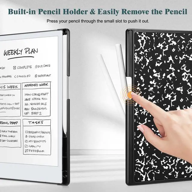 Alt view image 2 of 5 - Fintie Case for Remarkable 2 Tablet - Slim Lightweight and Hard Back Shell Protective Cover with Built-in Pen Holder, only for 10.3" 2020 Released, Composition Book