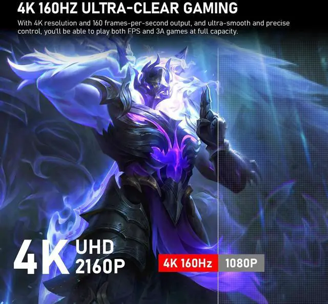 Alt view image 2 of 5 - Gawfolk 27 inch IPS PC Screen, 4K Gaming Monitor 160Hz, 1ms, FreeSync, 100% sRGB, 178° Wide Viewing Angle, HDMI 2.1, DisplayPort,Height-Adjustable and Swivel,75 * 75MM Wall Mount Compatible - Black