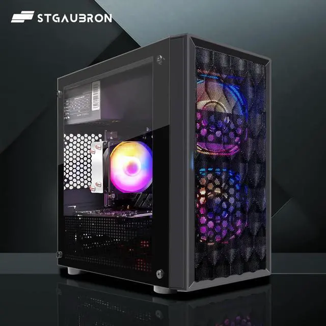 Alt view image 5 of 5 - STGAubron Gaming PC Computer Desktop, AMD Ryzen 5 5500 up to 4.2GHz, GeForce RTX 3050 6G, 16G DDR4, 512G SSD, WiFi 6 5G & BT 5.2, RGB Fan x2, Windows 11 Home