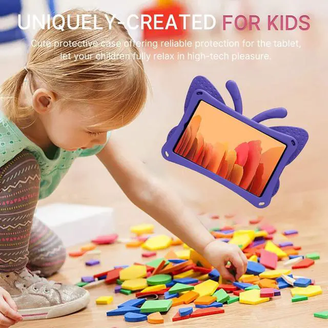 Alt view image 3 of 5 - JGY Fire HD 10 Kids Tablet 10.1 11th Gen Pretty Butterfly Case for Kids Girl EVA Foam Full Cover Sturdy Fire HD 10 Case with Stand Pencil Holder Shockproof Rugged Case for Fire HD 10 Tablet(Purple)