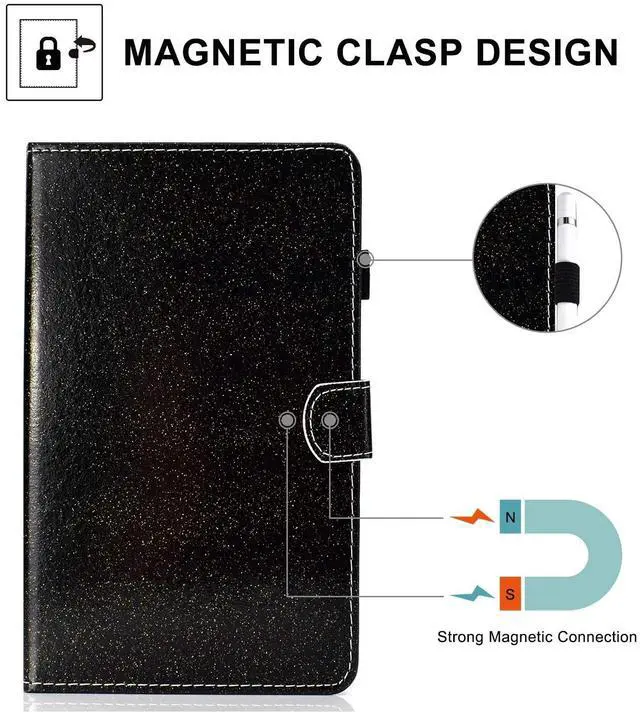 Alt view image 3 of 5 - UUcovers Fire HD 8 Case, Slim Folding Stand Auto Wake/Sleep Wallet Case with Cards/Cash Holder for Amazon Fire HD 8(8th/7th/6th Gen, 2018/2017/2016 Release)-Black