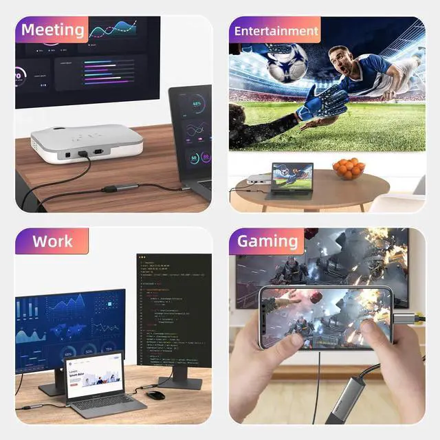 Alt view image 3 of 5 - WALNEW USB C to HDMI Adapter & USB 3.0 to Ethernet Adapter Bundle