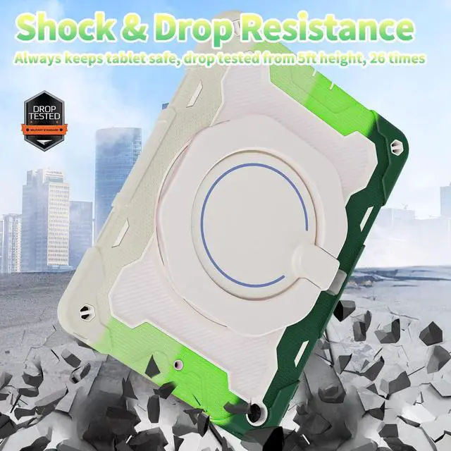 Alt view image 5 of 5 - ROISKIN for iPad 10.2 Case 9th 8th 7th Generation with Screen Protector [15ft Drop Protection], 360 Rotating Kickstand Shoulder Strap Hand Grip Pencil Holder Kids Case for iPad 10.2 inch Case