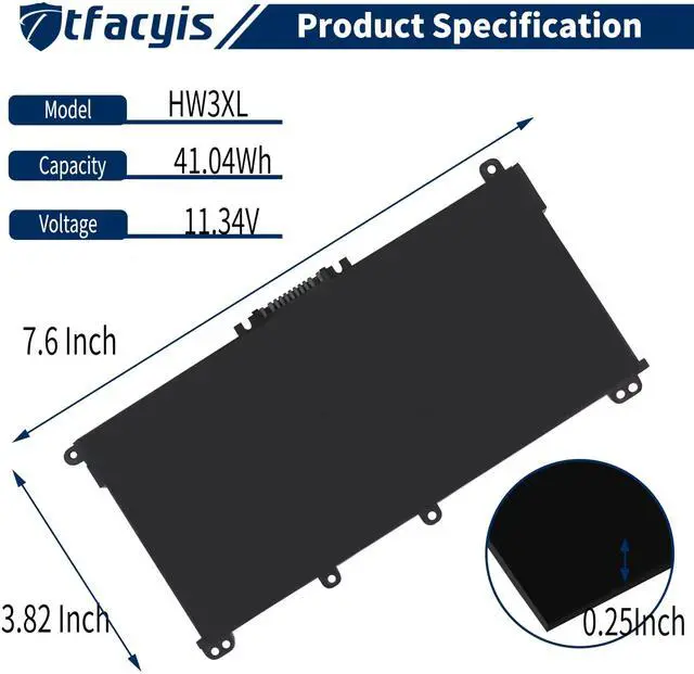 Alt view image 2 of 5 - Ttfacyis HW03XL L97300-005 Laptop Battery Replacement for HP Pavilion 15-EG 15-EH 17-CN 17-CP 17Z-CP HW03041XL-PL HWO3XL